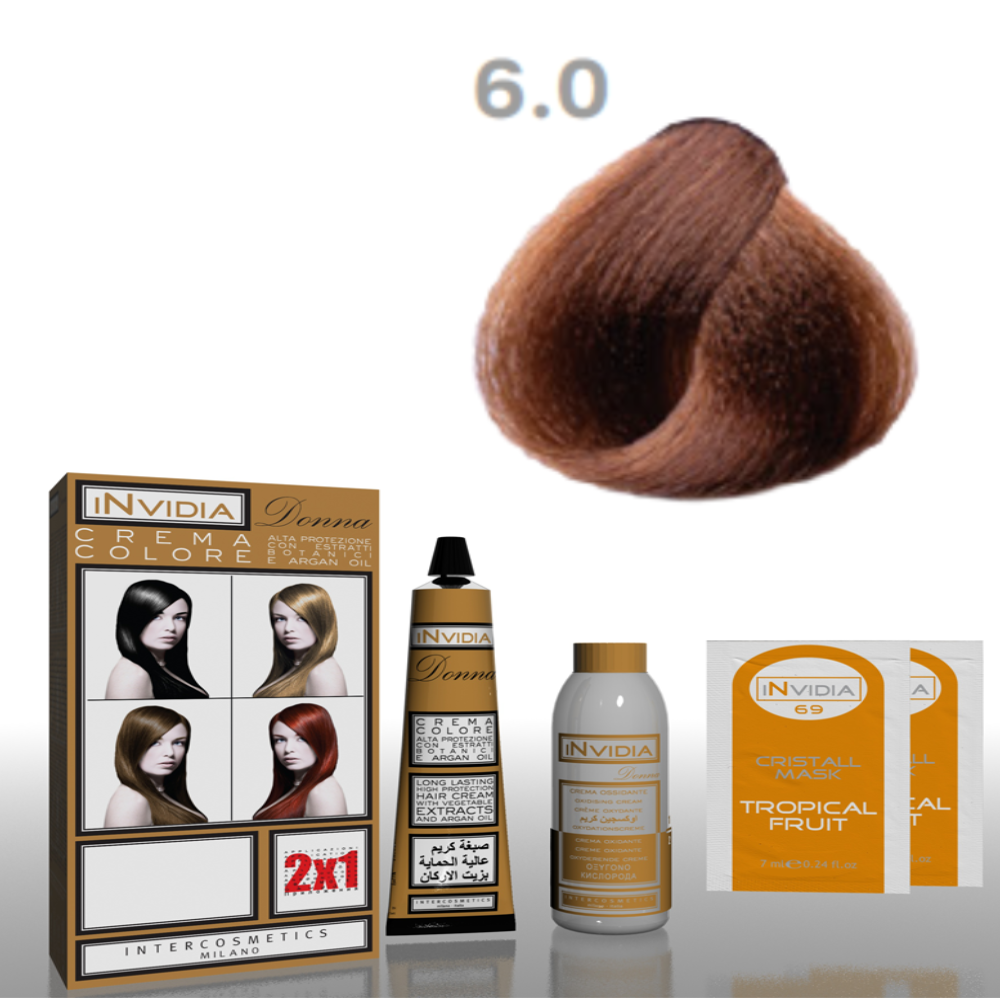 Invidia Shampoo Colorante Crema Colore Donna 100ML 6.0 Biondo Scuro