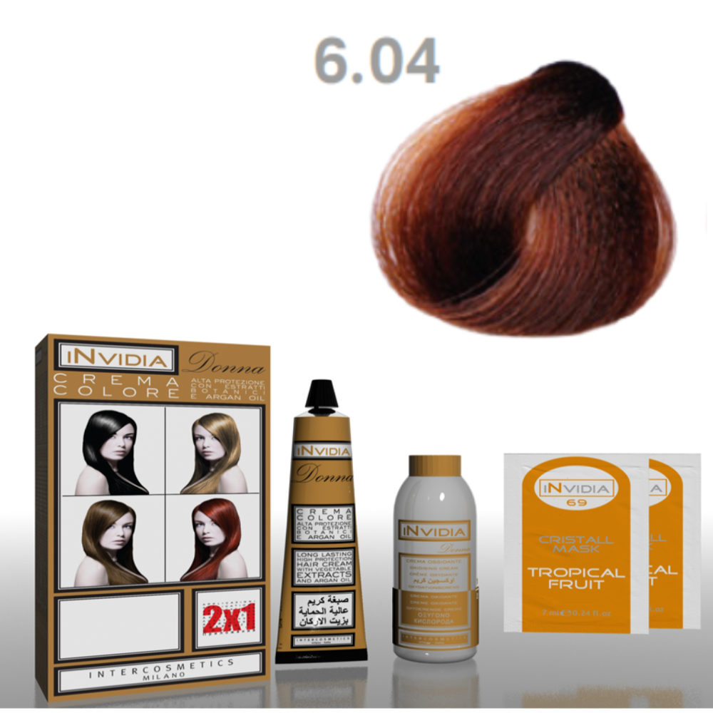 Invidia Shampoo Colorante Crema Colore Donna 100ML 6.04 Marrone