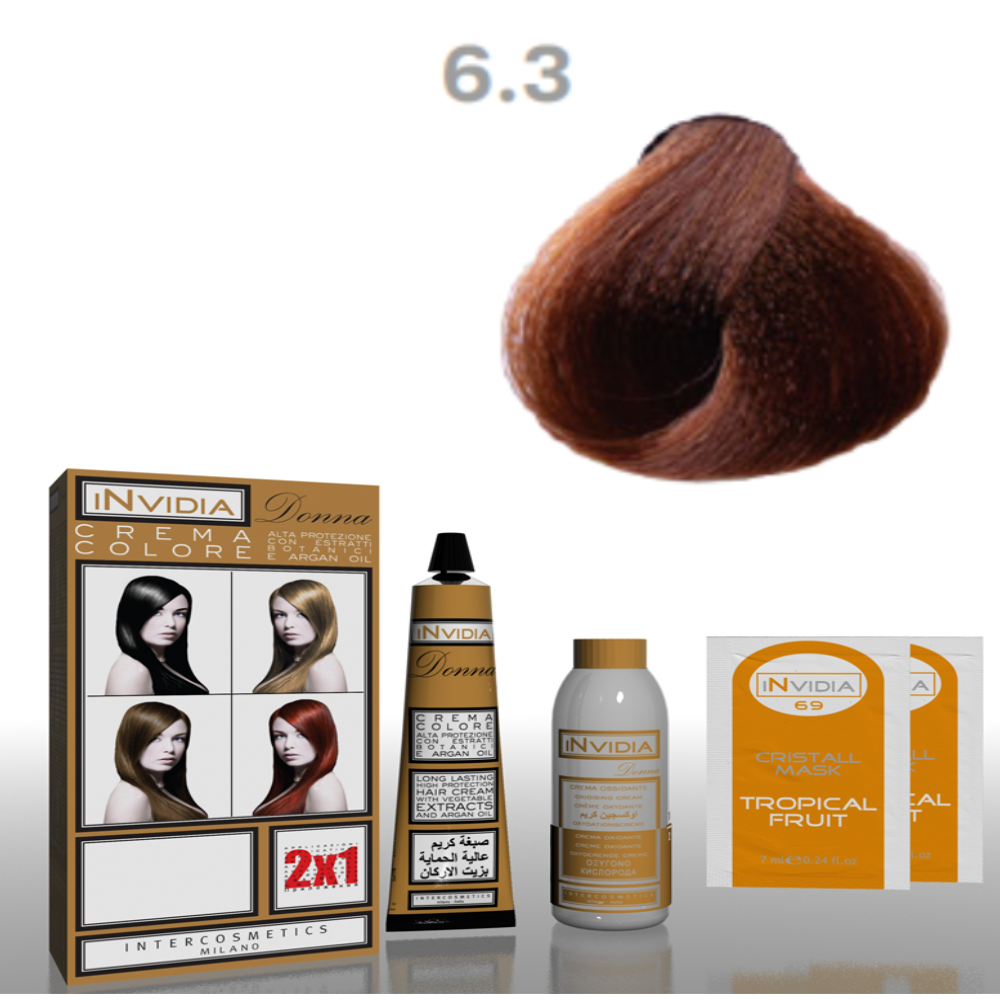 Invidia Shampoo Colorante Crema Colore Donna 100ML 6.3 Biondo Scuro Dorato