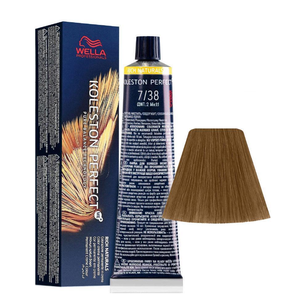 Wella Tinta Koleston Perfect Me 60ML 7/38 Biondo Medio Dorato Perla
