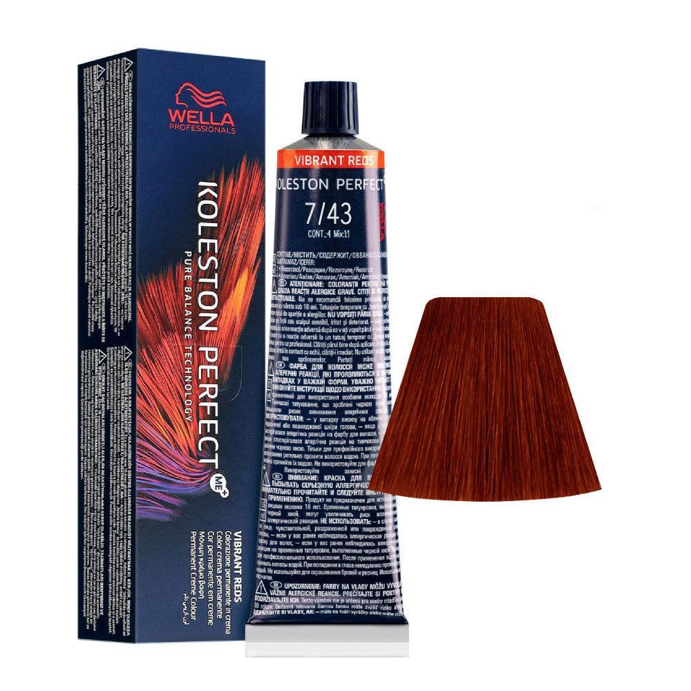 Wella Tinta Koleston Perfect Me 60ML 7/43 Biondo Medio Rame Dorato