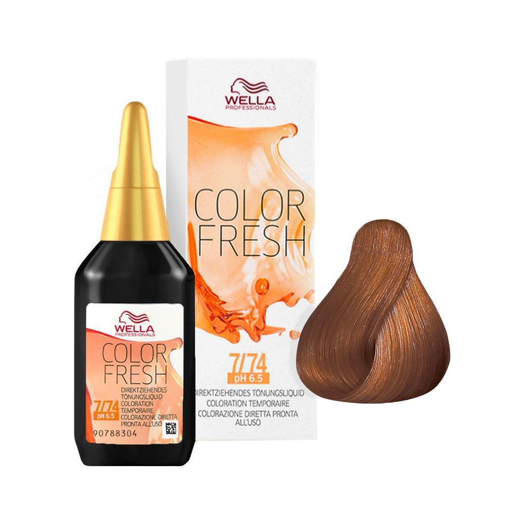 Wella Color Fresh Tono Su Tono Diretto 75ML 7/74 Biondo Medio Sabbia Ramato