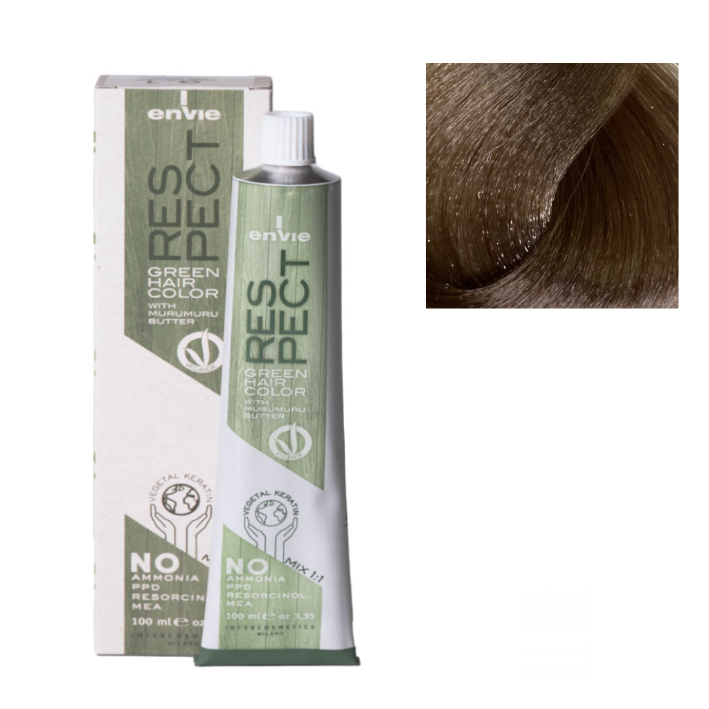 Envie Tinta in Crema Senza Ammoniaca Respect Green 100ml 8.12 Biondo Chiaro Cenere Perla