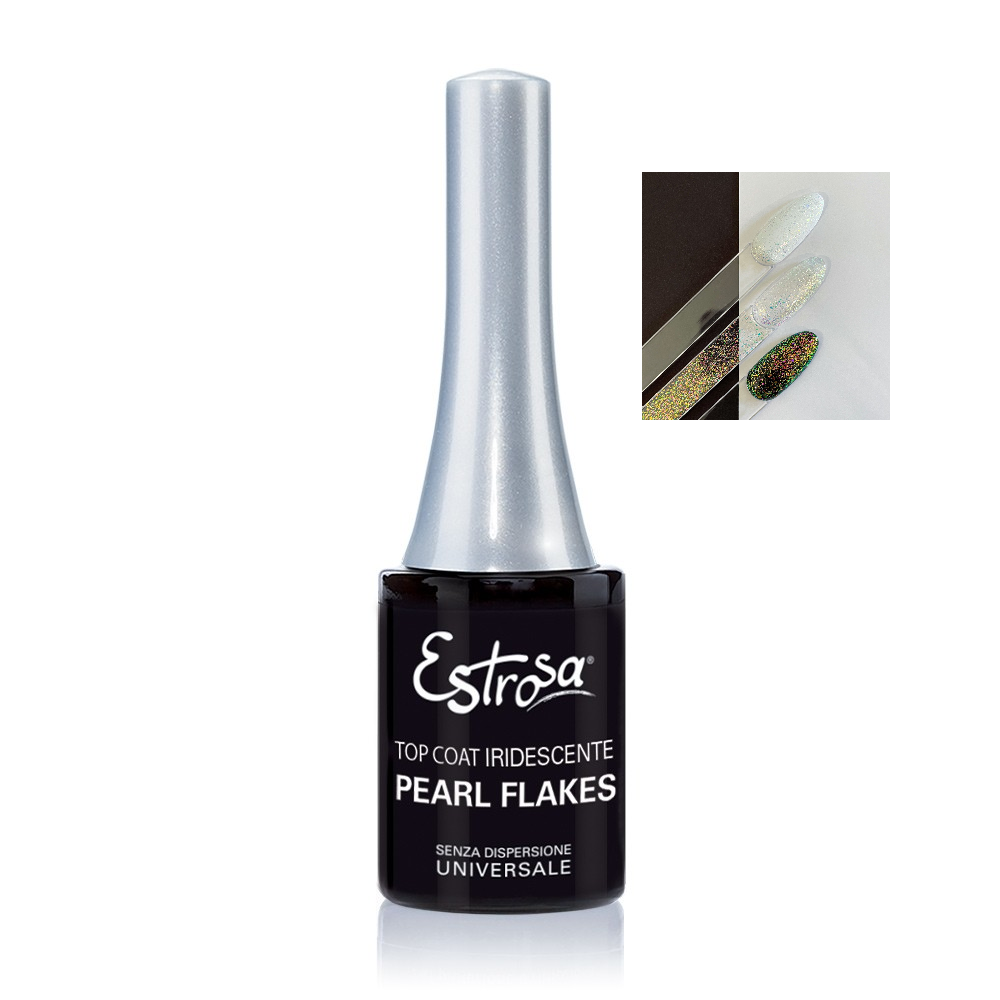 Top coat trasparente con effetto perle e flakes in polvere da 14ml