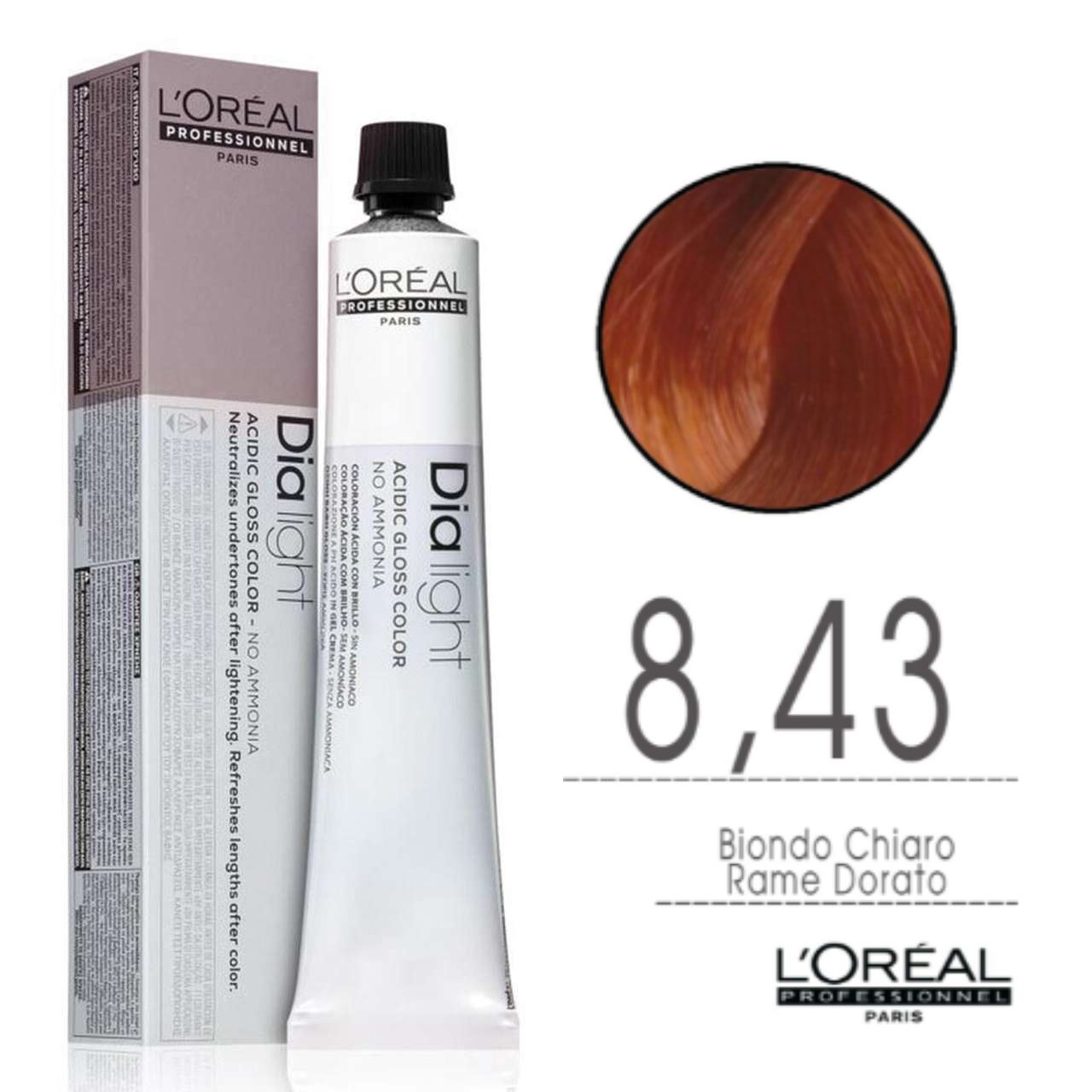 L'Oru00e9al Tinta Dia Light Tono Su Tono 50ML 8.43 Biondo Chiaro Rame Dorato