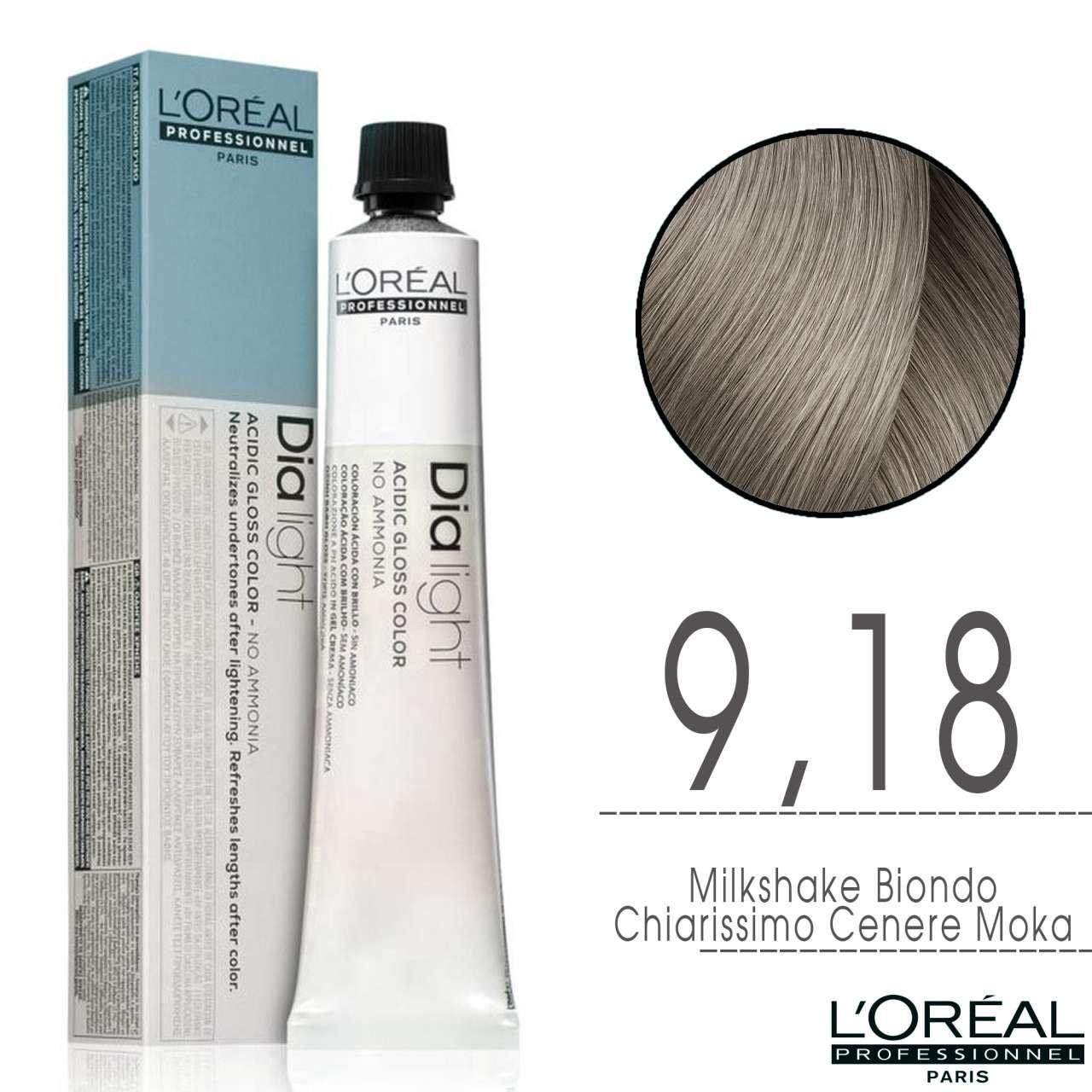L'Oru00e9al Tinta Dia Light Tono Su Tono 50ML 9.18 MilkShake Biondo Chiarissimo Cenere Moka