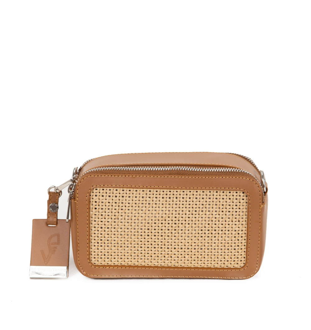 pelletteria veneta pelletteria veneta borsa in pelle e paglia amilia small cuoio - foto 1