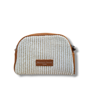 Clutch piccola in pelle e paglia melissa p24075 cuoio