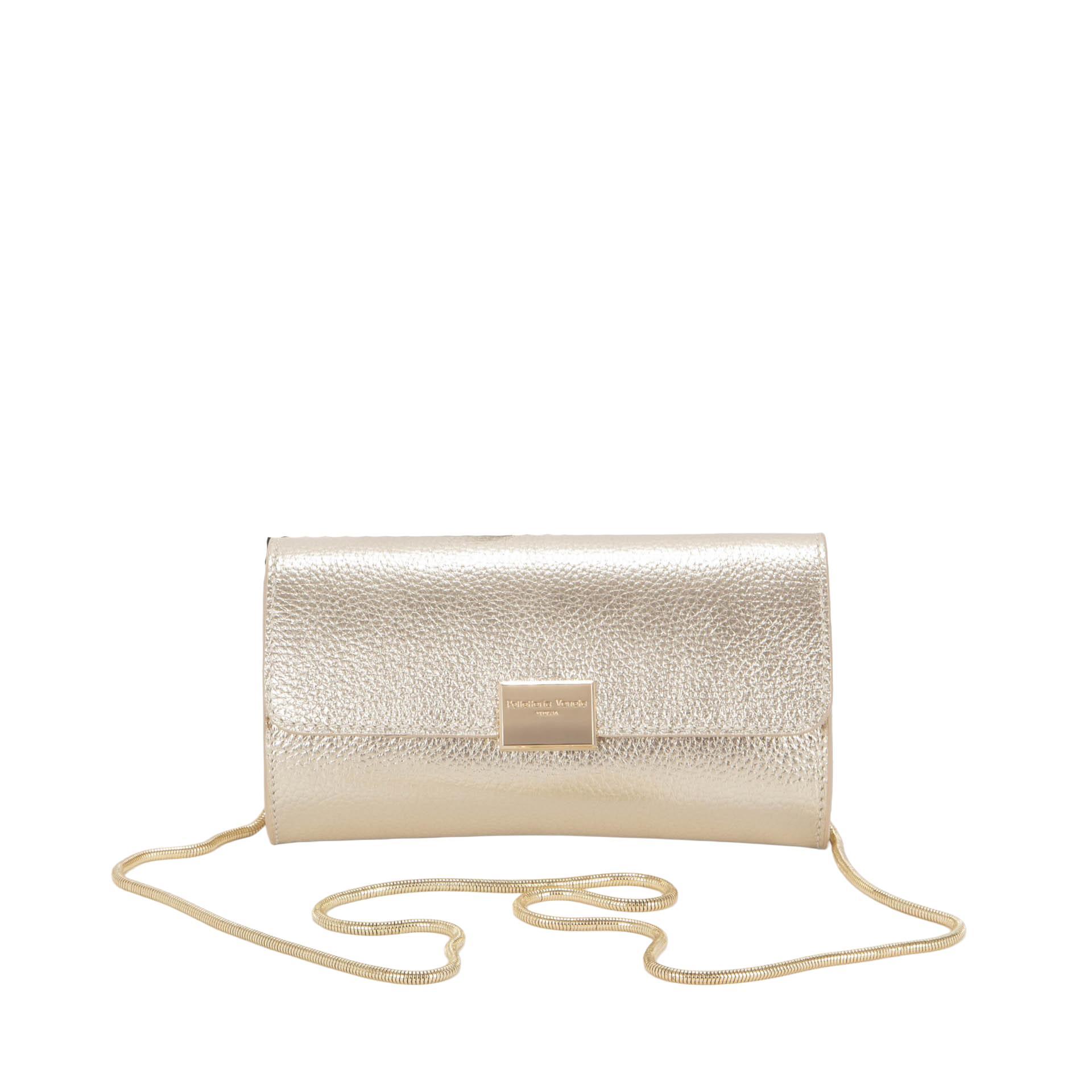 pelletteria veneta pelletteria veneta clutch piccola in pelle marmellata laminata linea shimmer platino v25502-platino - foto 1