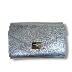 Clutch in pelle martellata laminata linea shimmer argento v25501-arge