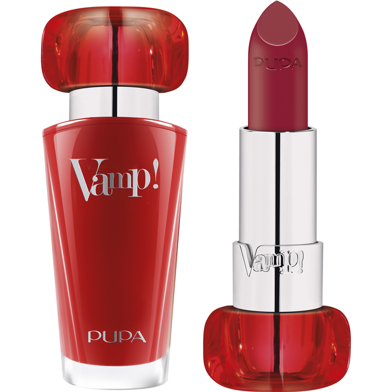 Rossetto Vamp! 302: bottiglia e stick con finitura opaca