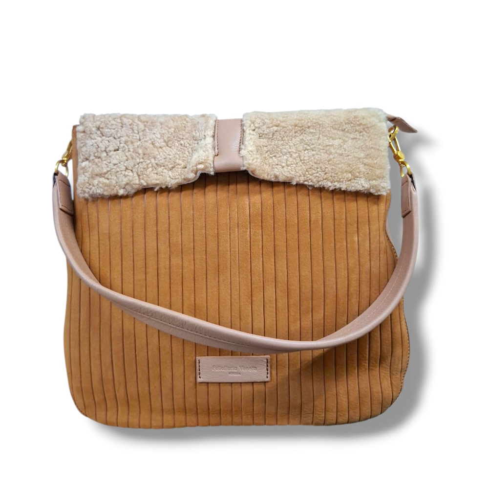 pelletteria veneta pelletteria veneta borsa donna nabuk e pelliccia nb25415 brandy - foto 1