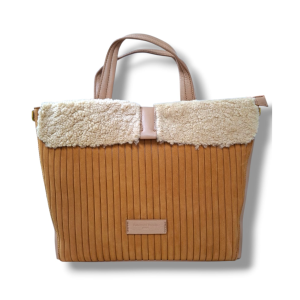 Borsa donna nabuk e pelliccia nb25416 brandy