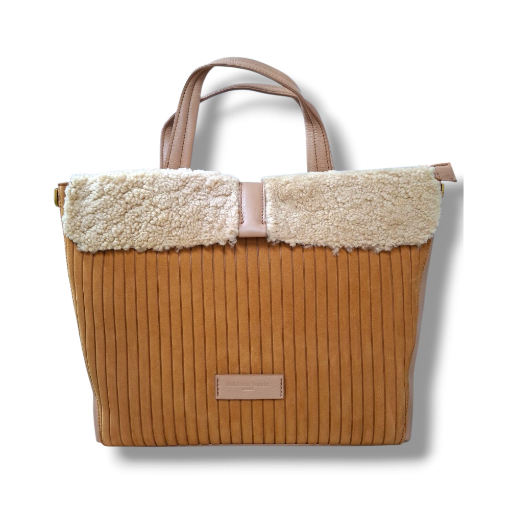 pelletteria veneta pelletteria veneta borsa donna nabuk e pelliccia nb25416 brandy - foto 1