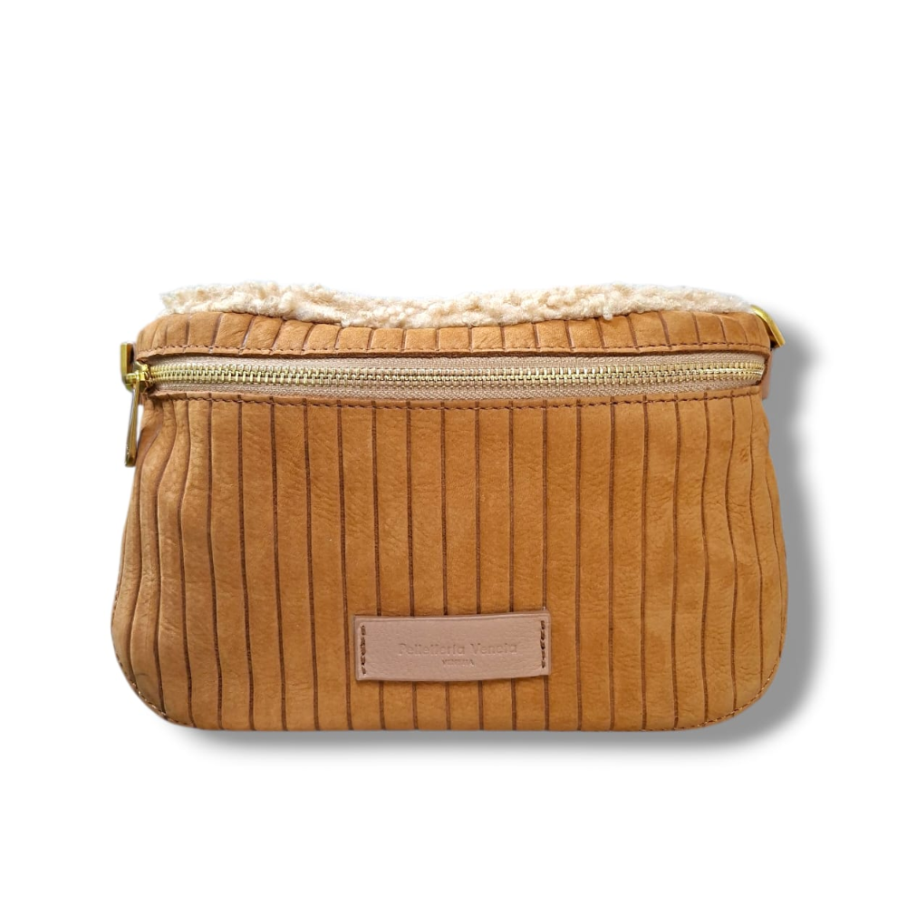 pelletteria veneta pelletteria veneta borsa donna nabuk e pelliccia nb25418 brandy - foto 1