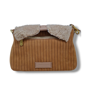 Borsa donna nabuk e pelliccia nb25417 brandy