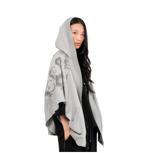 Poncho donna con cappuccio grigio 41274-012