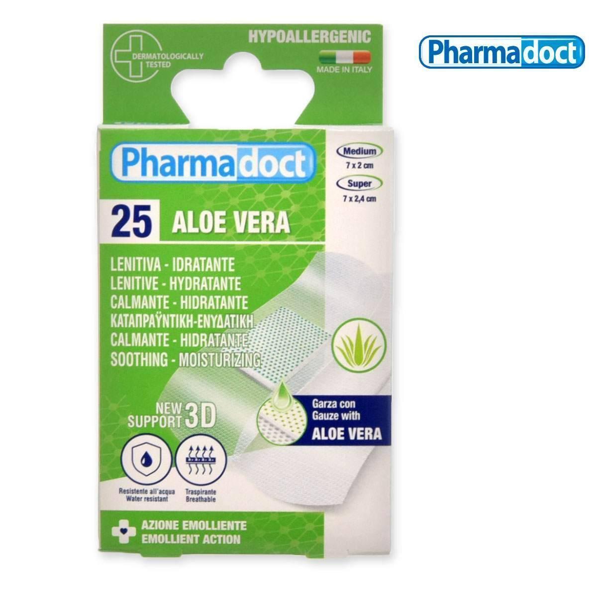 pharmadoc pharmadoct 3d cerotti azione lenitiva e idratante garza con aloe vera 25 pezzi 78307 - foto 1